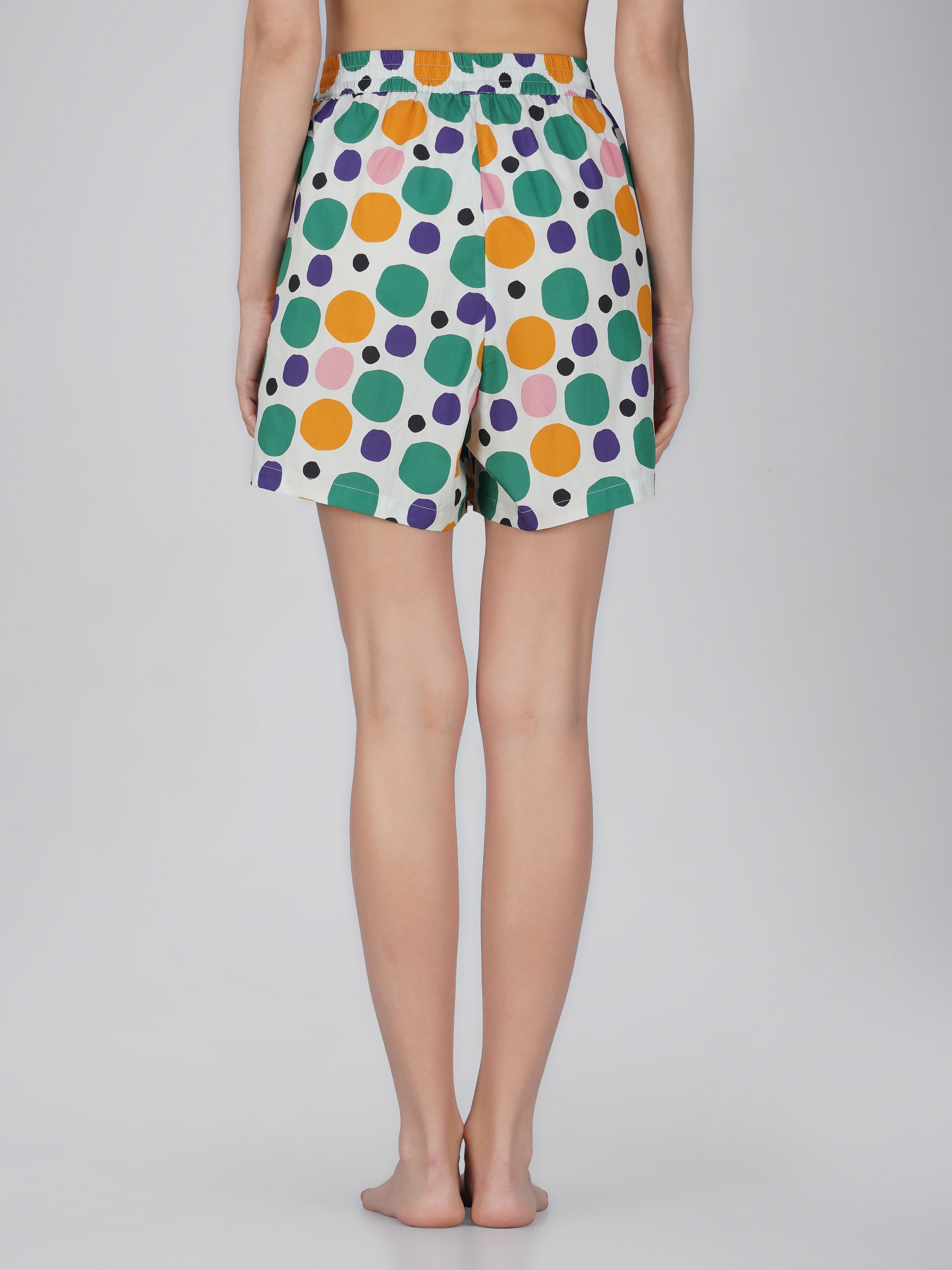 Colorful Polka Print Cotton Shorts - thebriefsstory