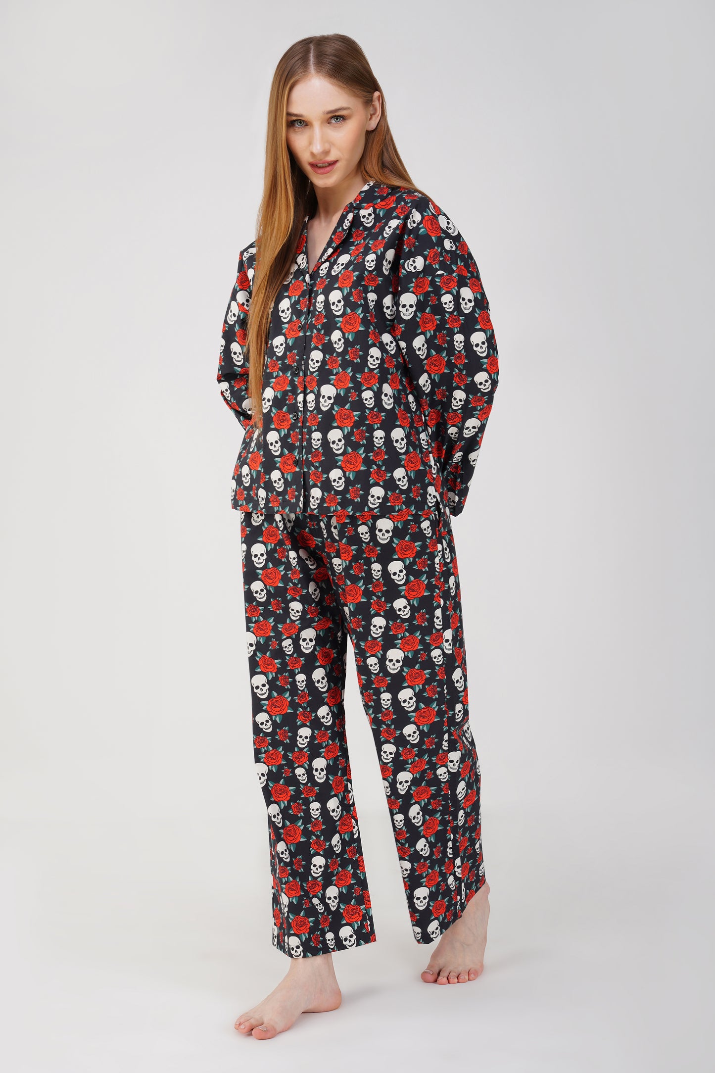 Halloween Skull & Roses Pajama set