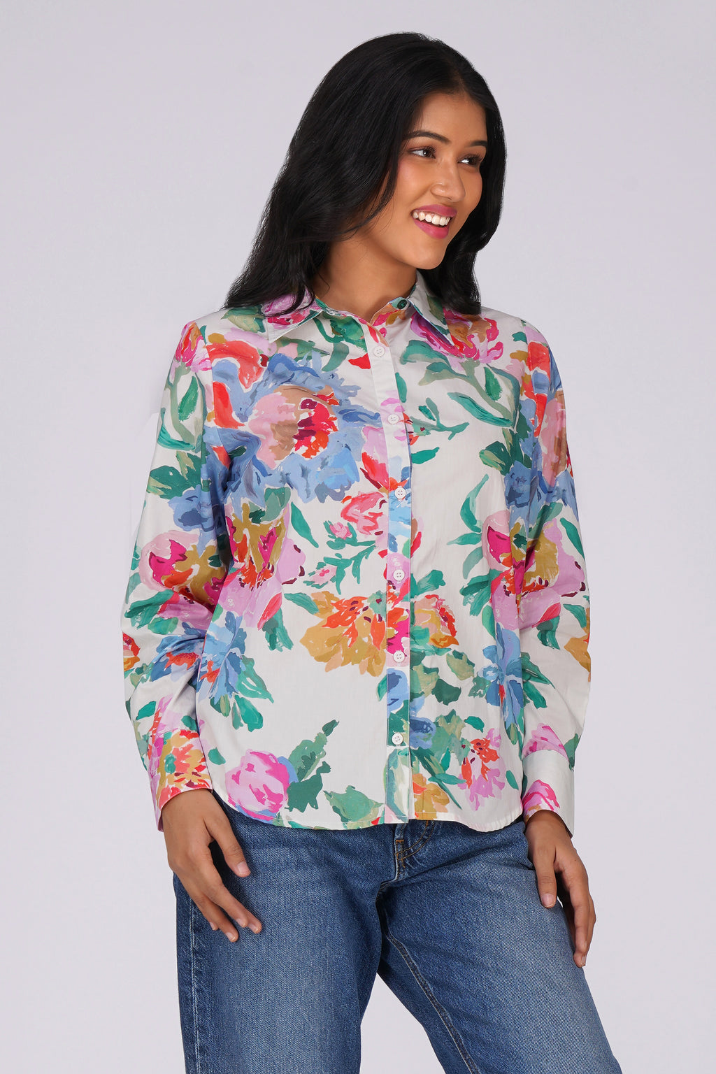 Abstract Multi Flower Shirt