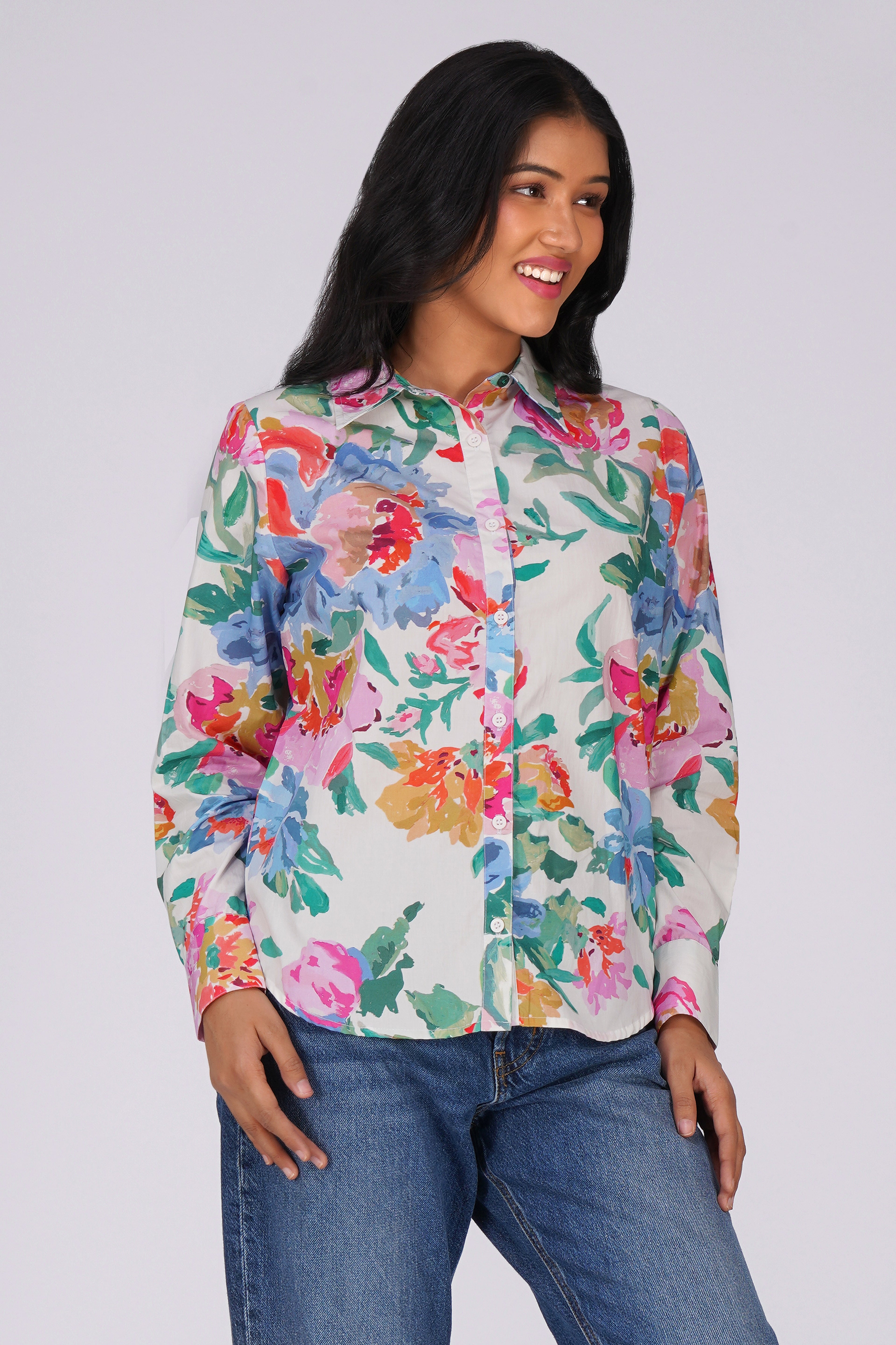 Abstract Multi Flower Shirt