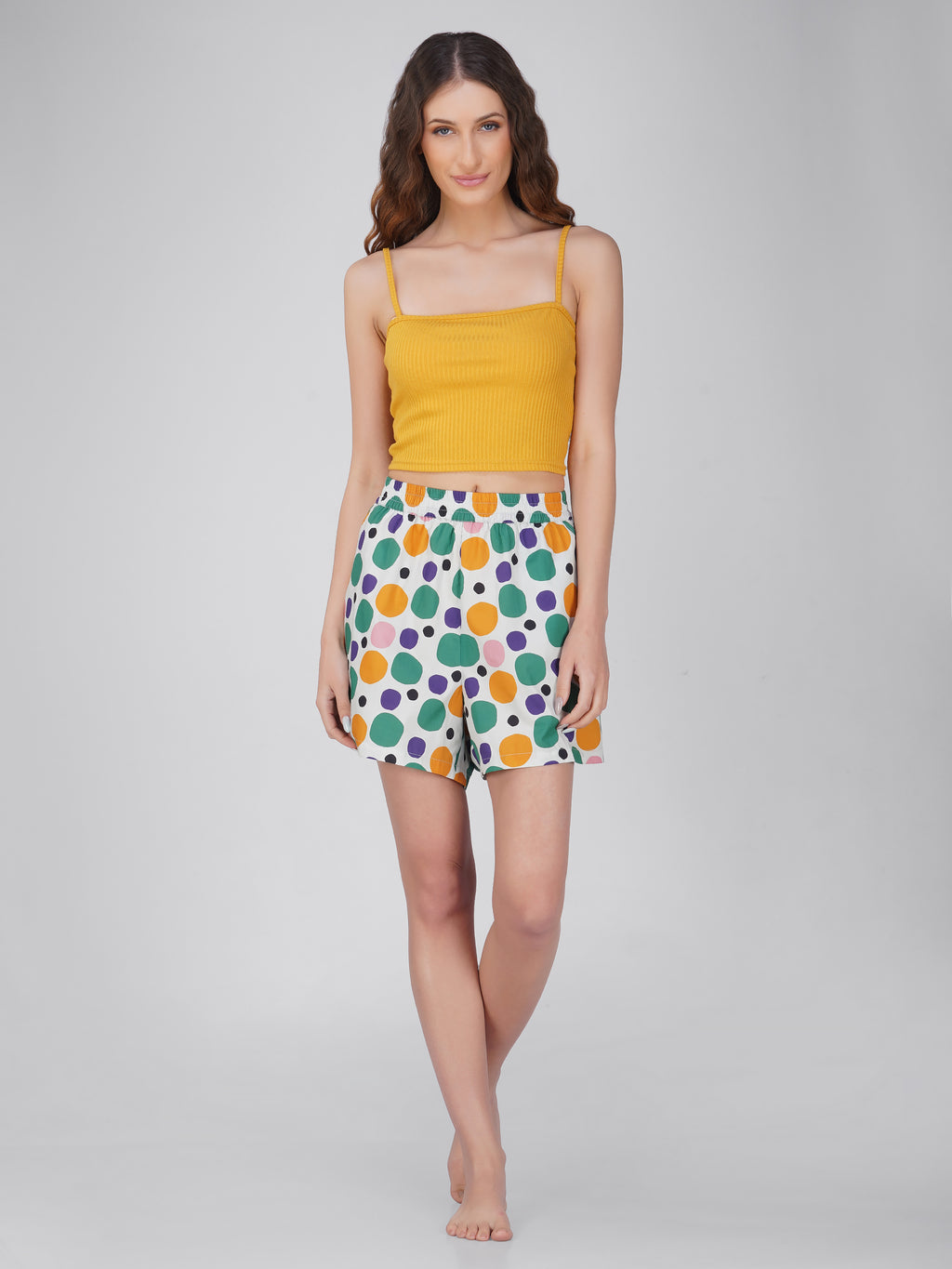 Colorful Polka Print Cotton Shorts - thebriefsstory