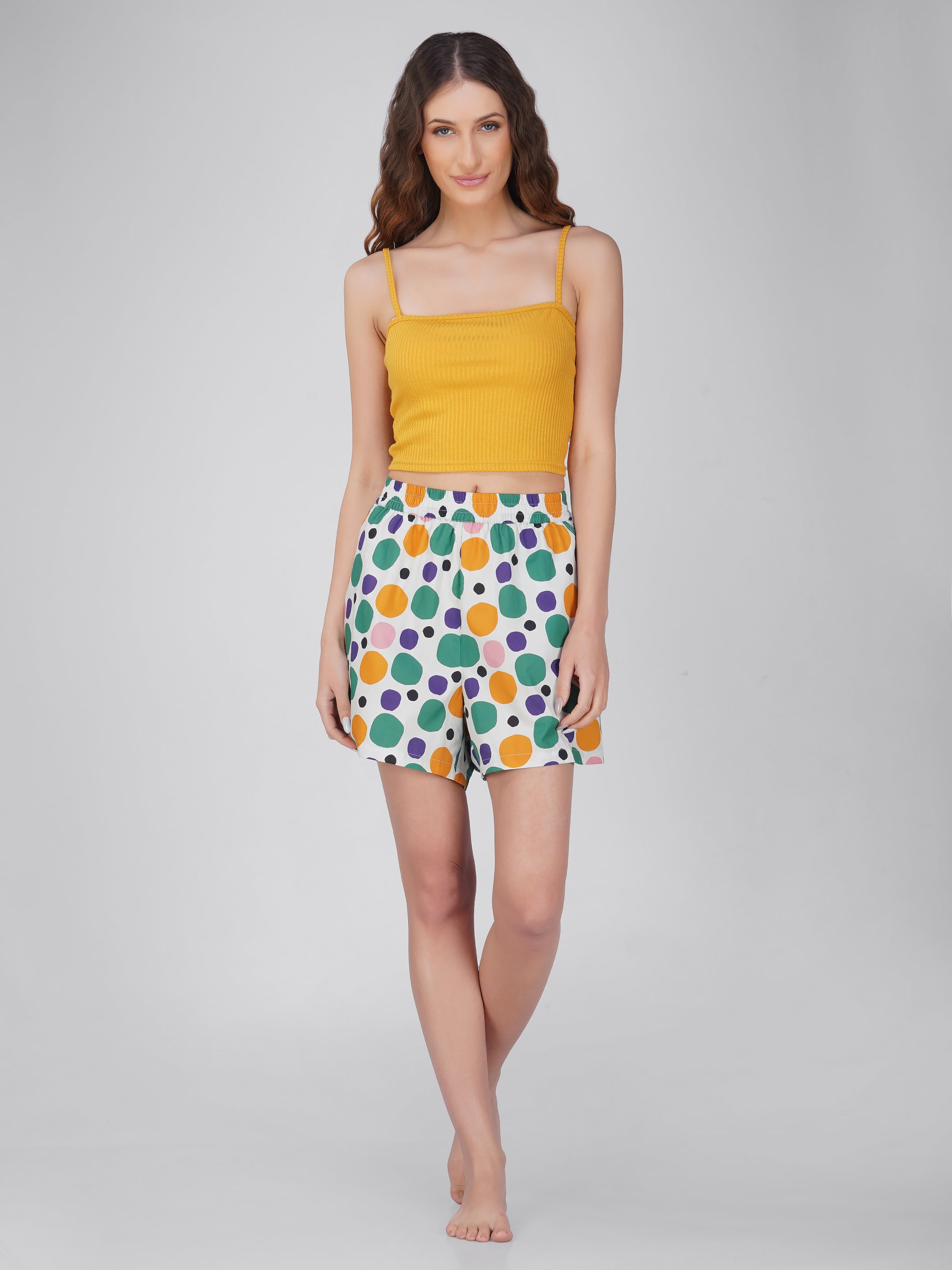Colorful Polka Print Cotton Shorts - thebriefsstory