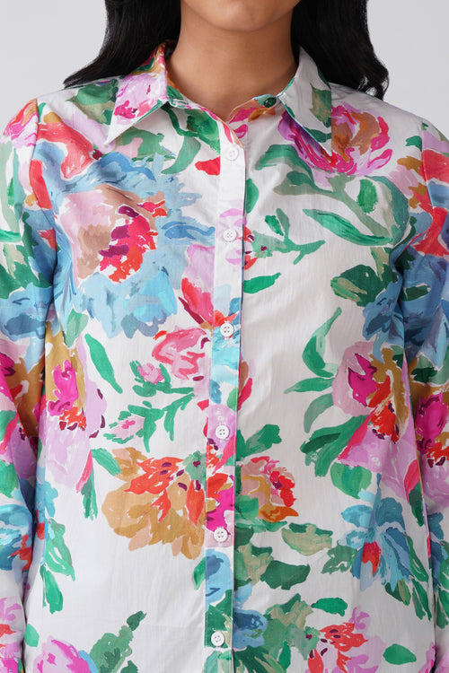 Abstract Multi Flower Shirt