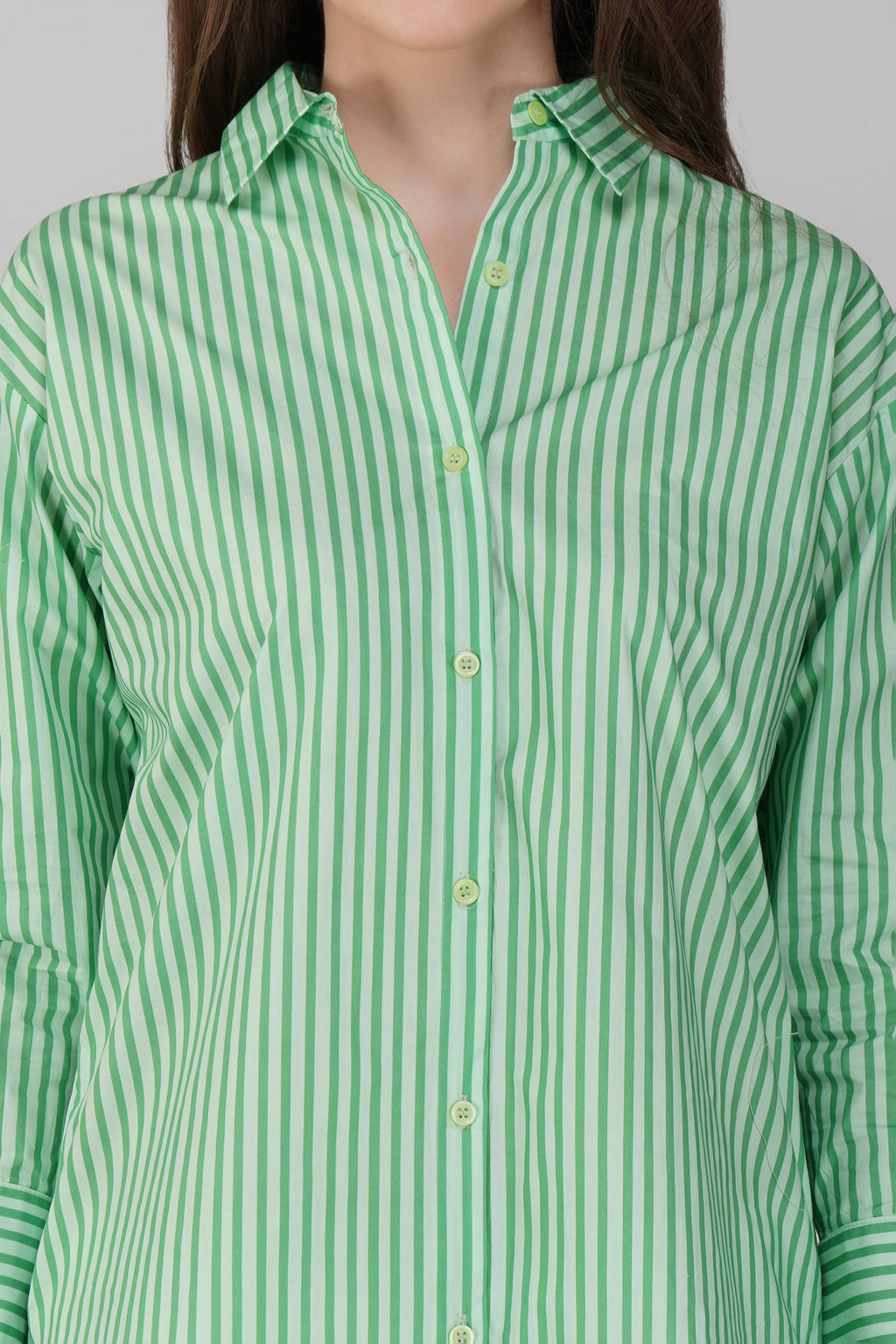 Mint Stripe Longline Cotton Shirt 🍃 - thebriefsstory