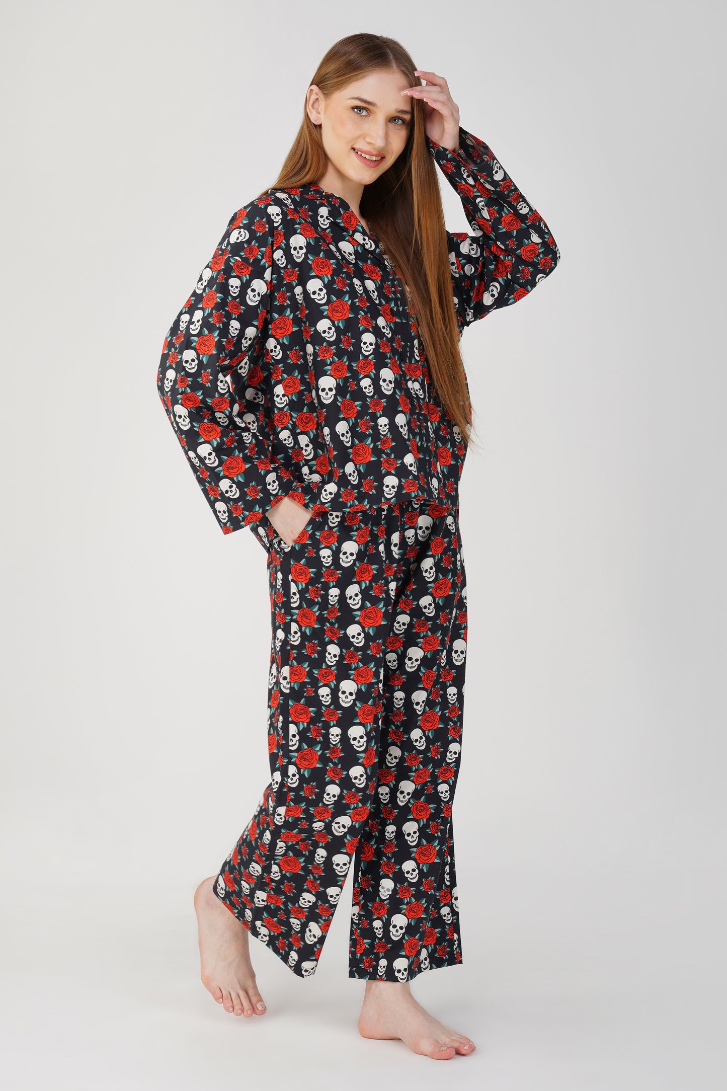 Halloween Skull & Roses Pajama set