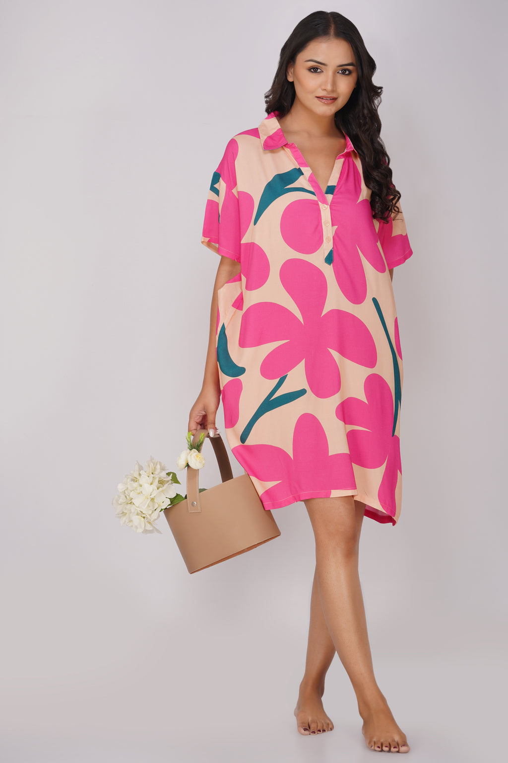 Blooming Floral Viscose Sleepshirt - thebriefsstory