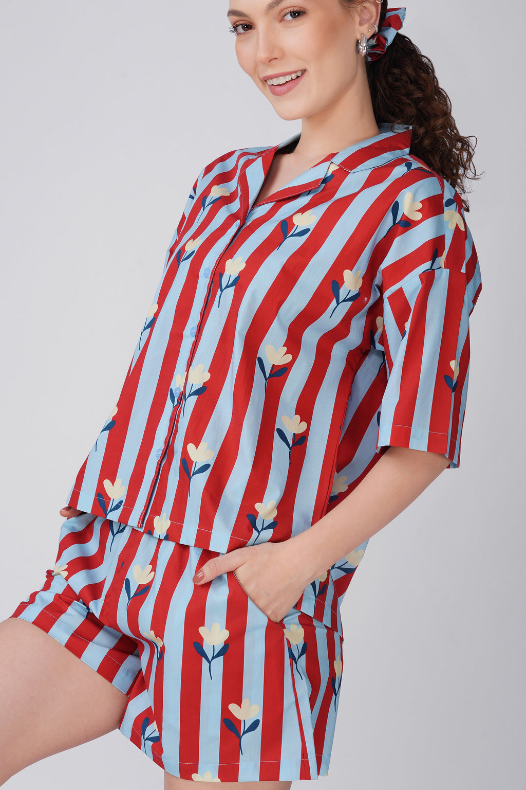 Candy Stripe Bloom Shorts Set