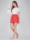 Red Sweet Heart Print Cotton Shorts - thebriefsstory