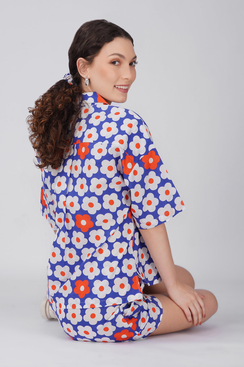 Blue Daisy Shorts Set