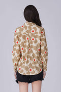 Beige Ikat Print Cotton Shirt