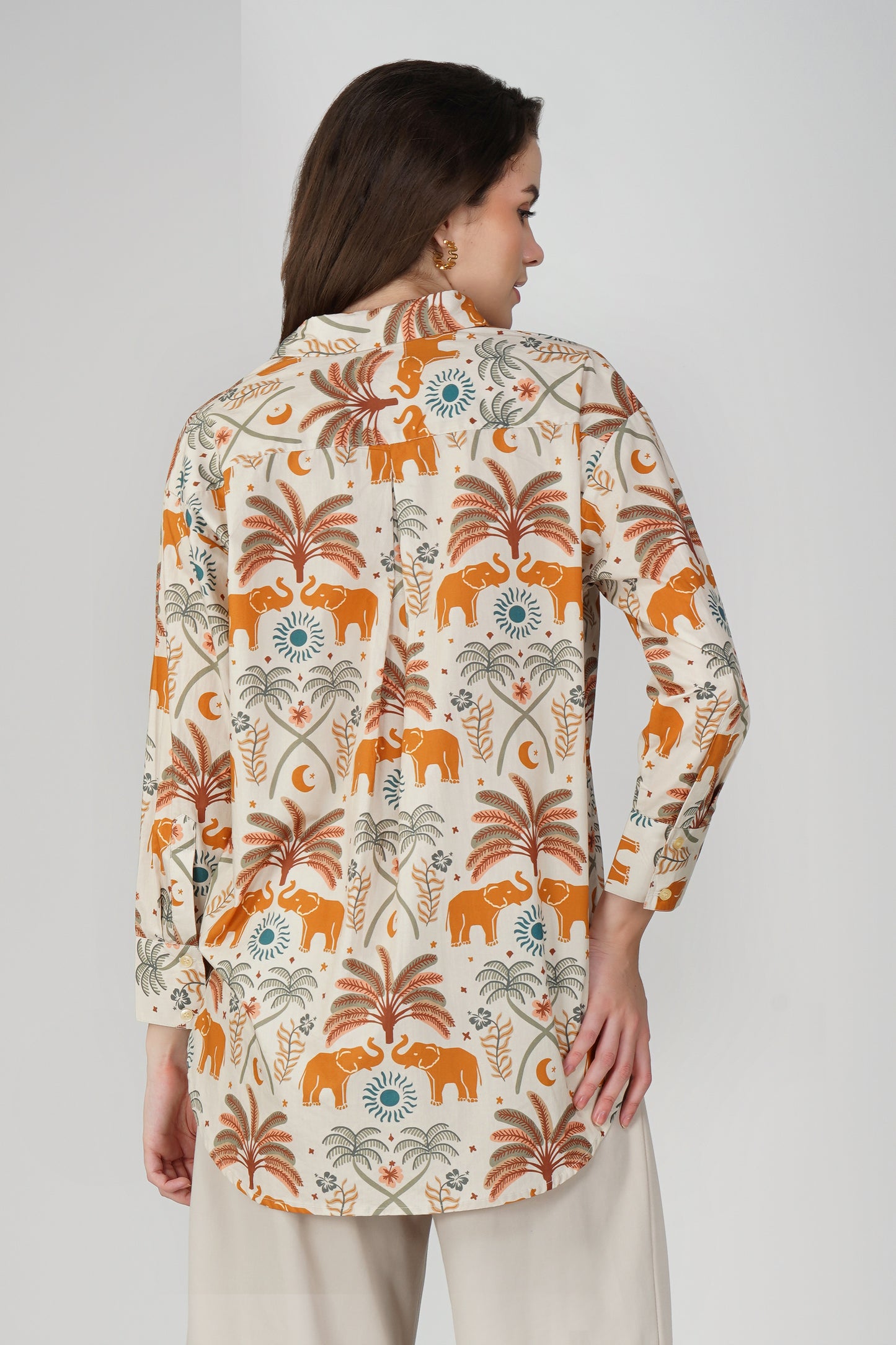 Elephant Tales Longline Cotton Shirt - thebriefsstory