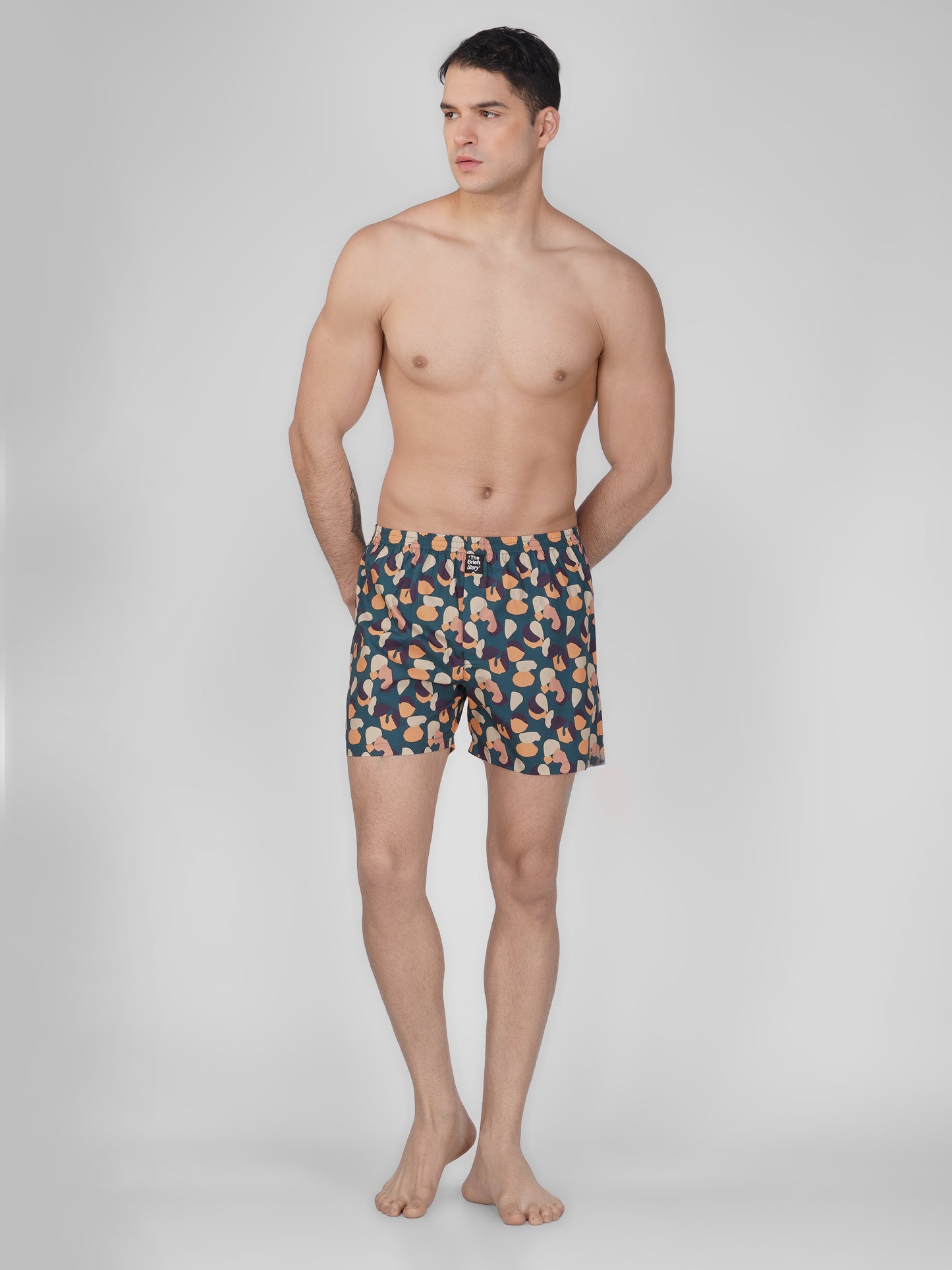 Green Leo Print Cotton Boxer Shorts