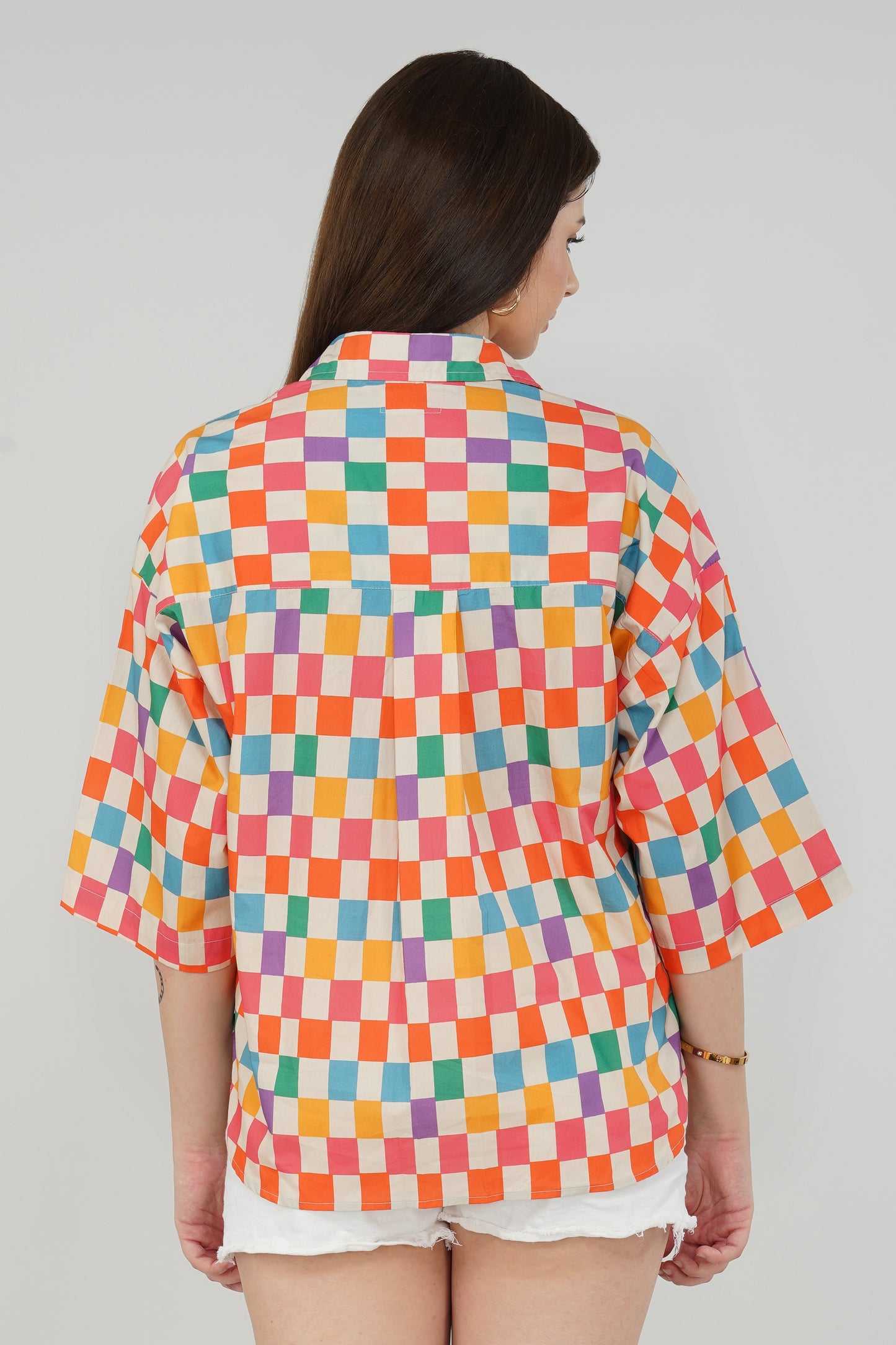 Candy Checks Oversized Shirt - thebriefsstory