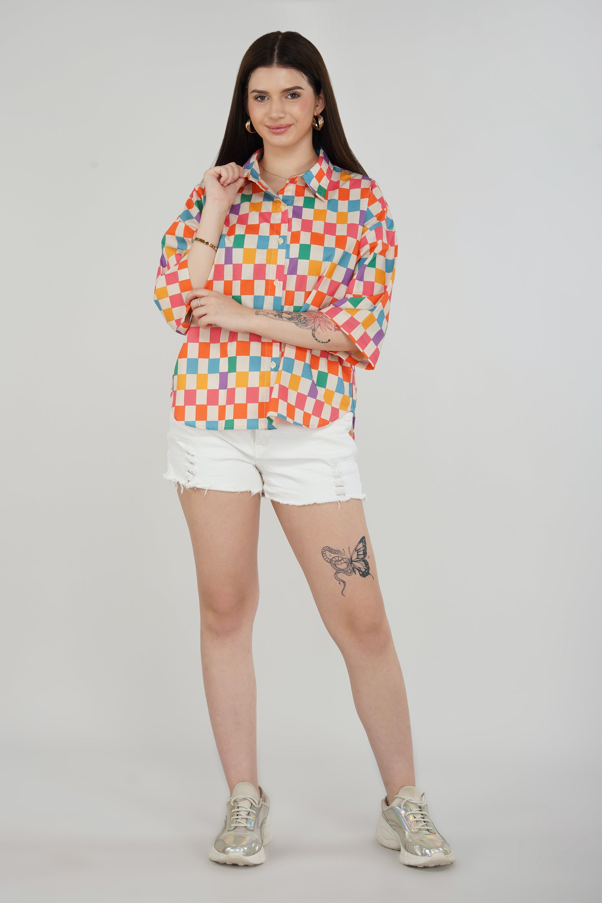 Candy Checks Oversized Shirt - thebriefsstory