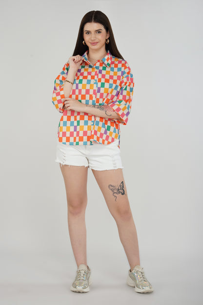 Candy Checks Oversized Shirt - thebriefsstory