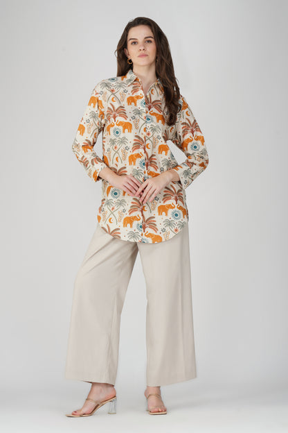 Elephant Tales Longline Cotton Shirt - thebriefsstory
