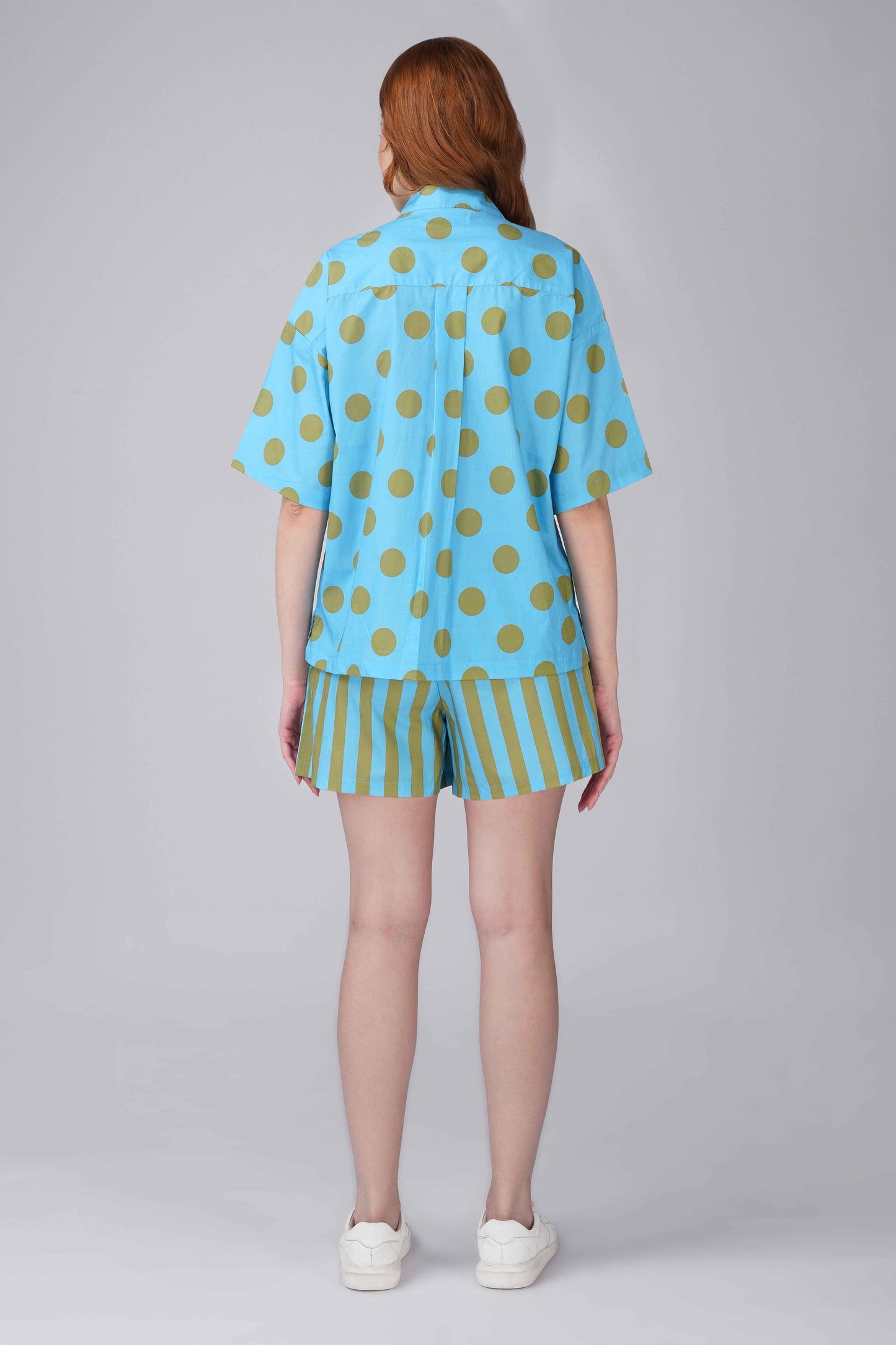 Aqua Dot Stripe Short Set