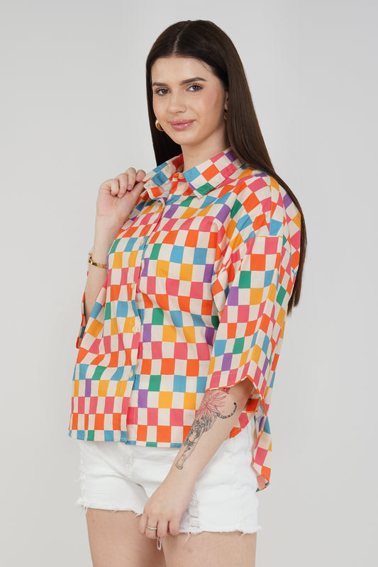 Candy Checks Oversized Shirt - thebriefsstory