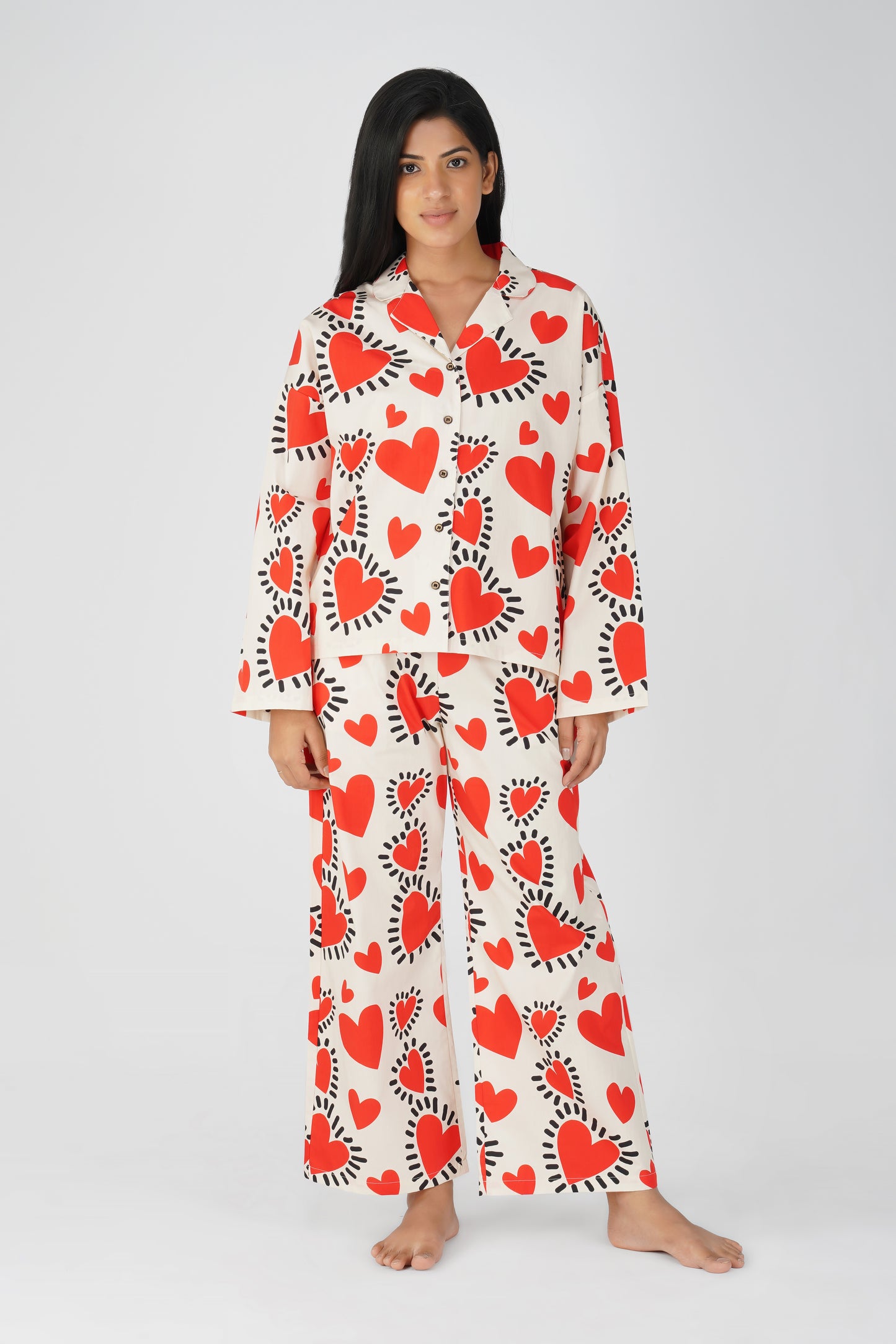 Red Quirky Hearts Pajama Set