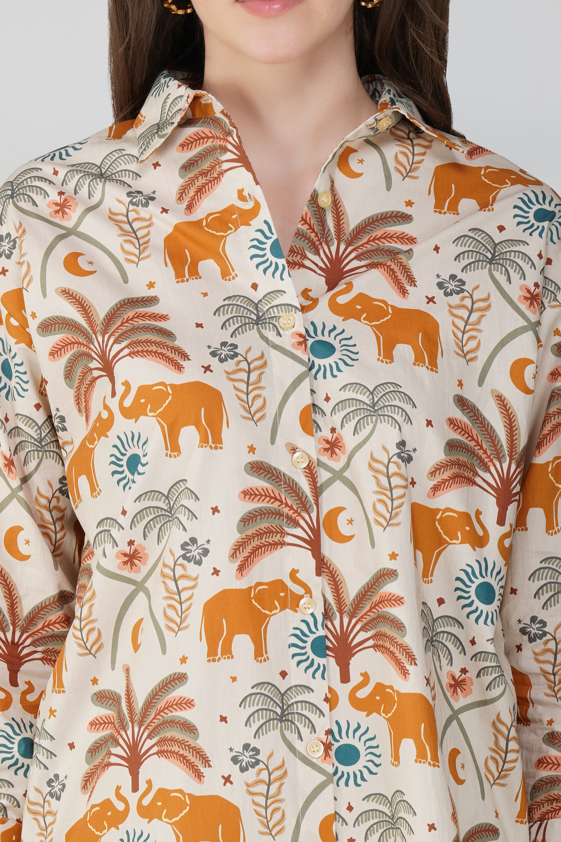 Elephant Tales Longline Cotton Shirt - thebriefsstory
