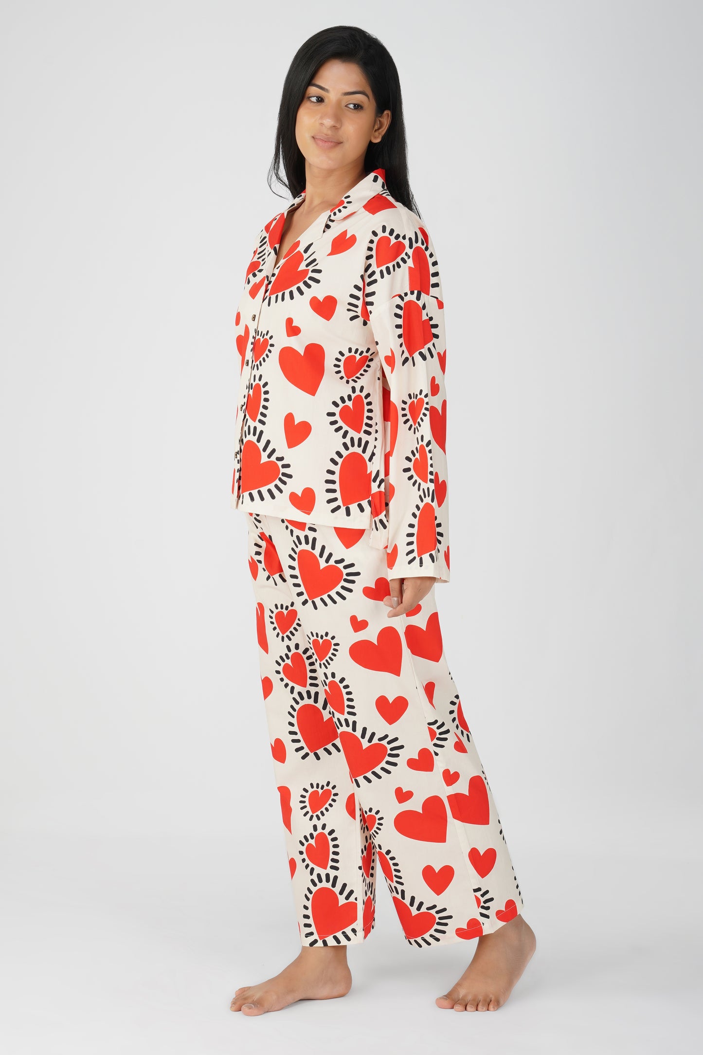 Red Quirky Hearts Pajama Set