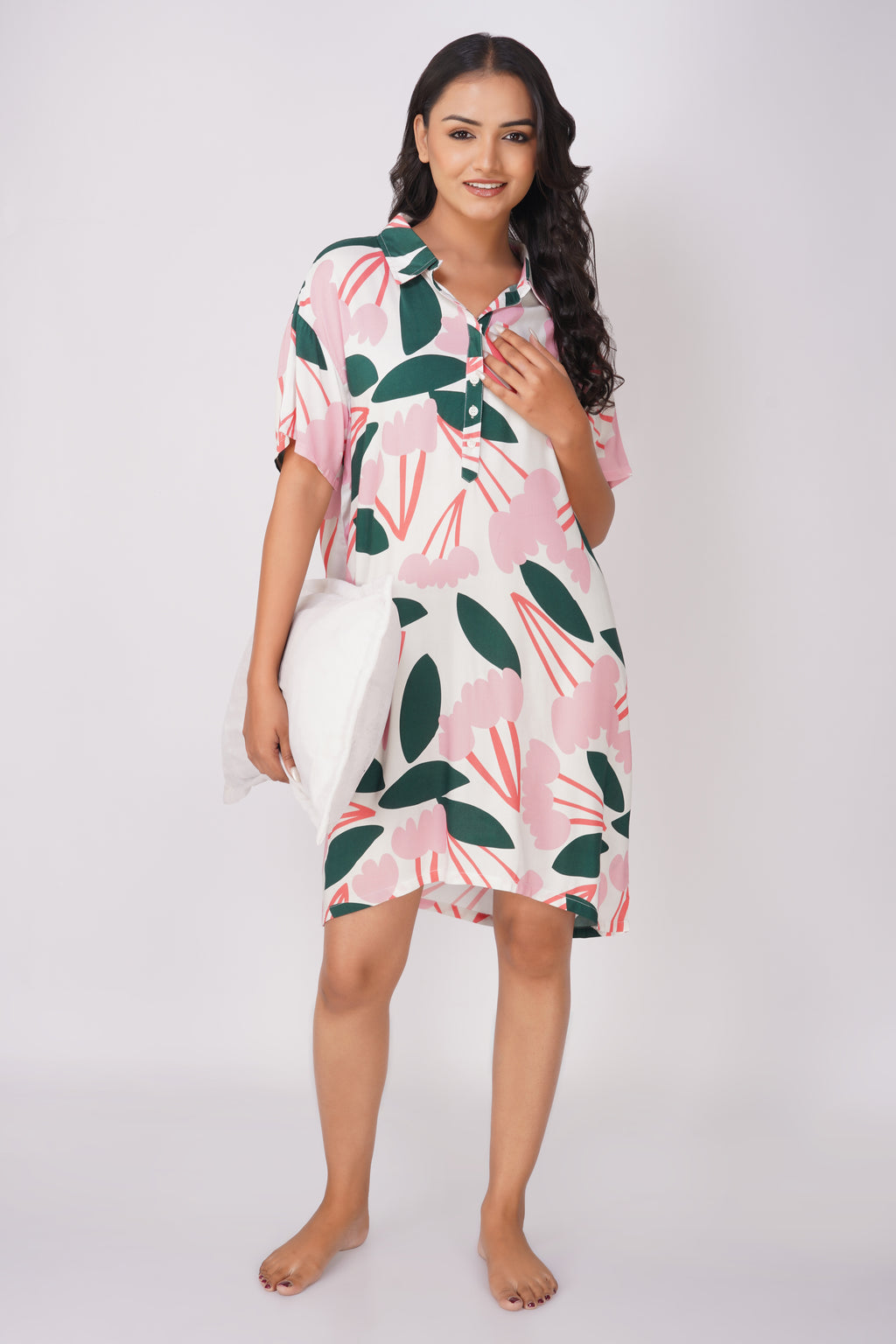 Daisy floral Viscose Sleepshirt - thebriefsstory