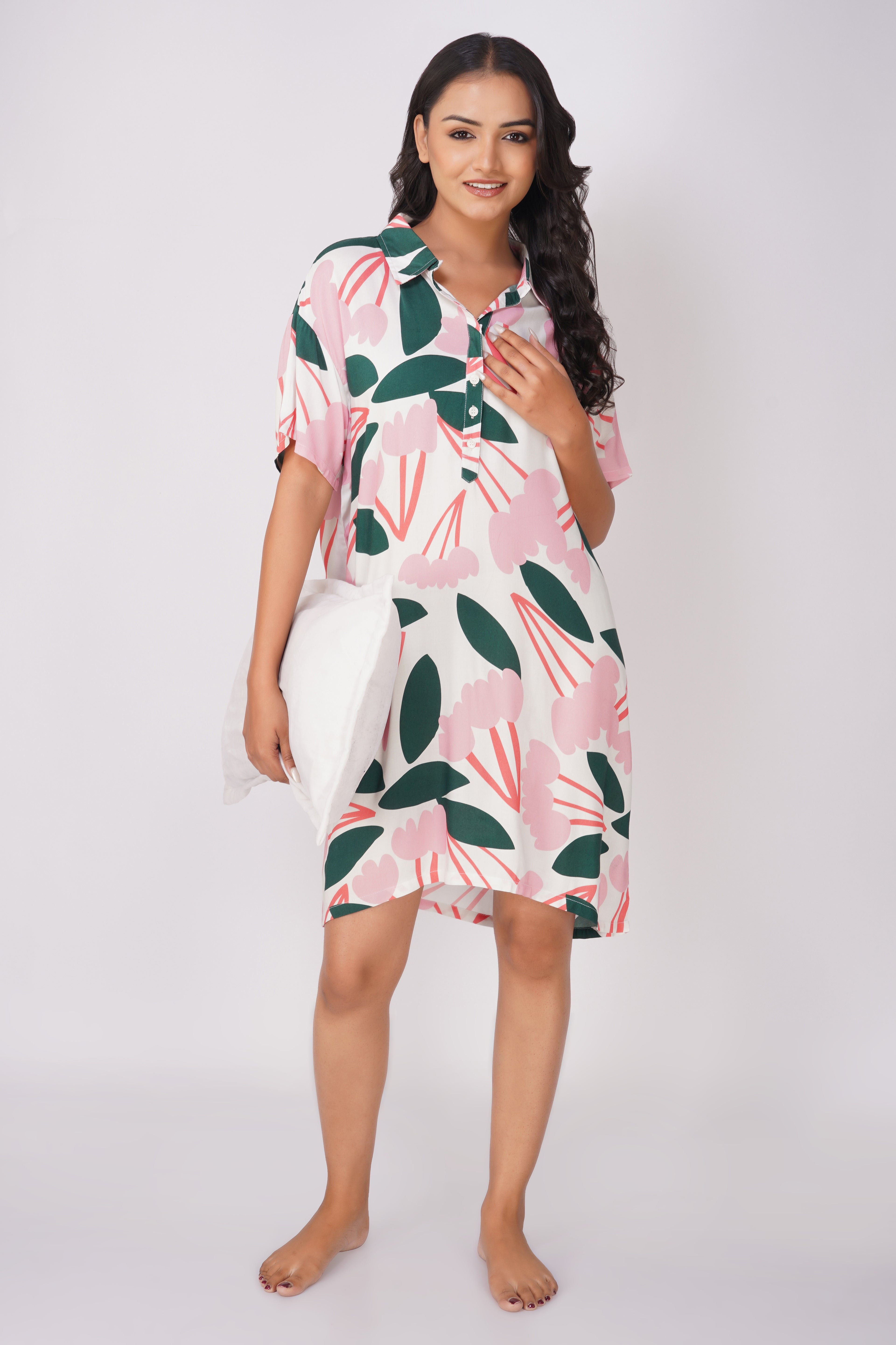Daisy floral Viscose Sleepshirt - thebriefsstory