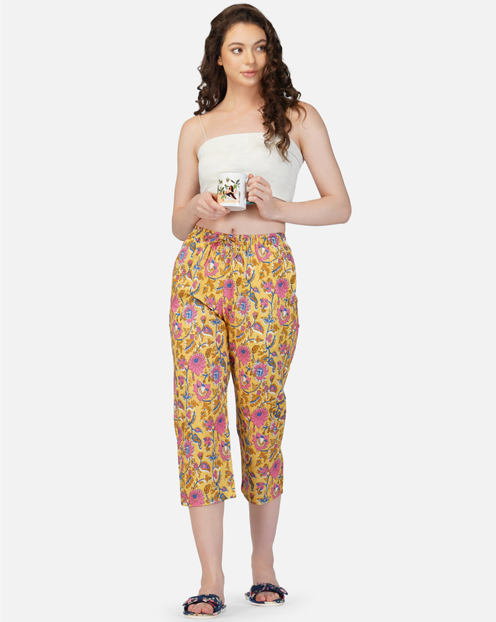 Yellow Block print capris - thebriefsstory