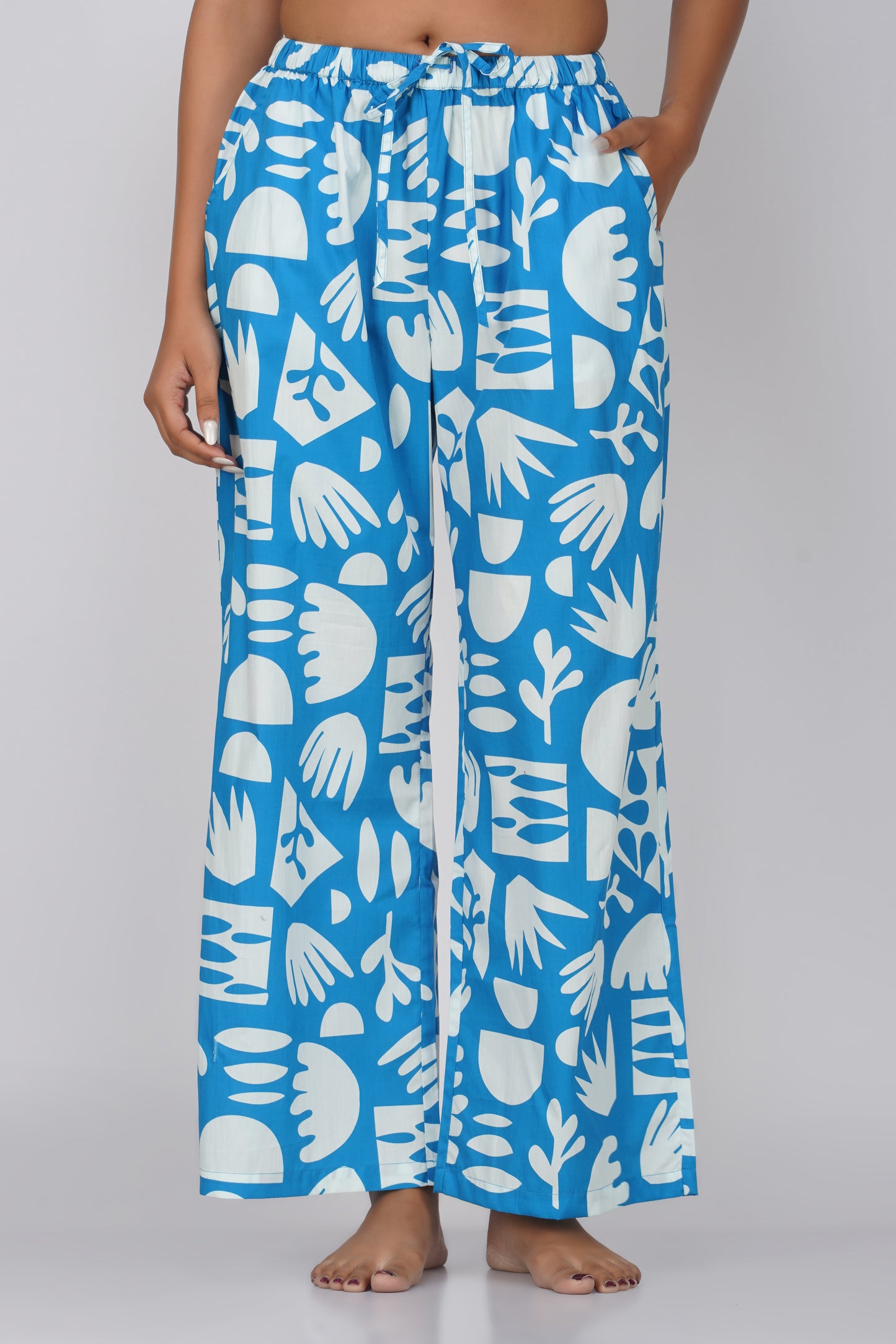 Cool Blue Abstract Print Cotton Nightsuit