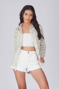 White / Green Schiffli Shirt