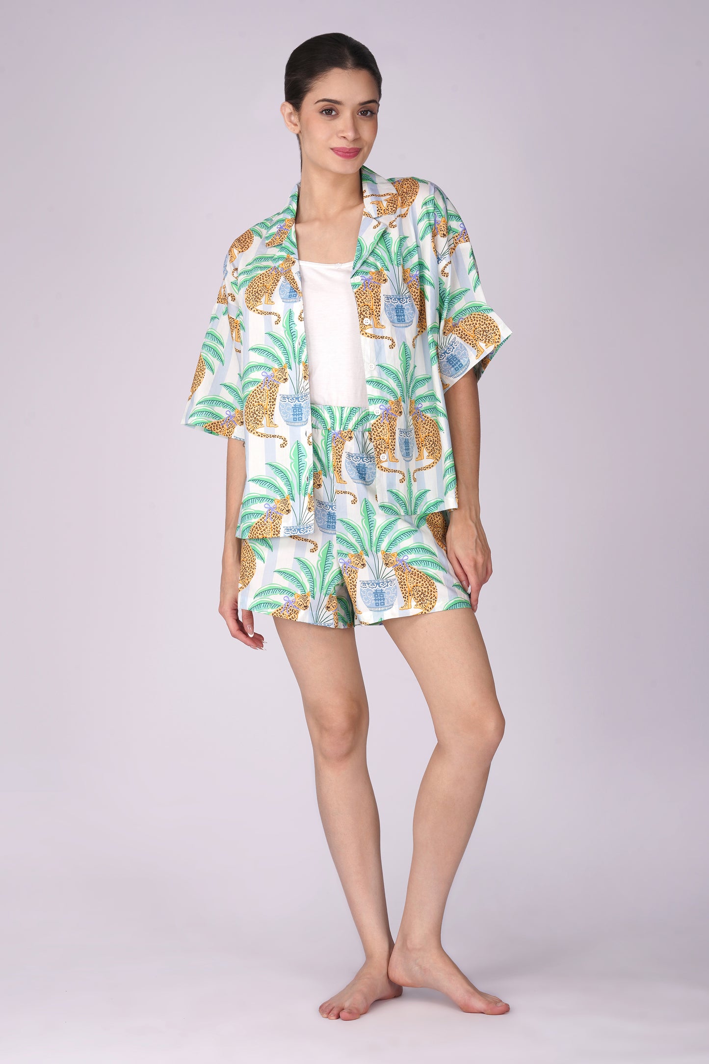 Leopard Lounge Shorts Set