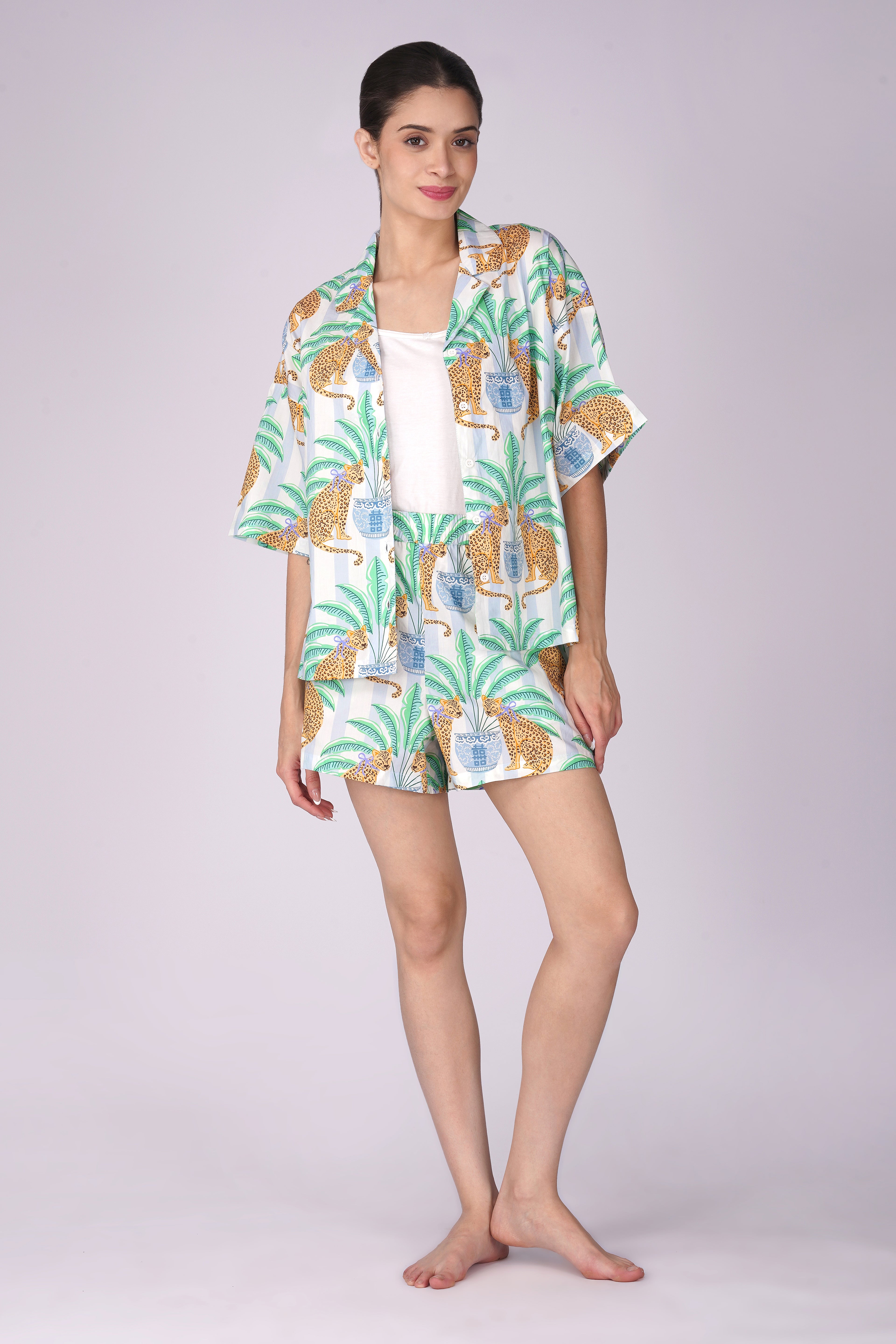 Leopard Lounge Shorts Set