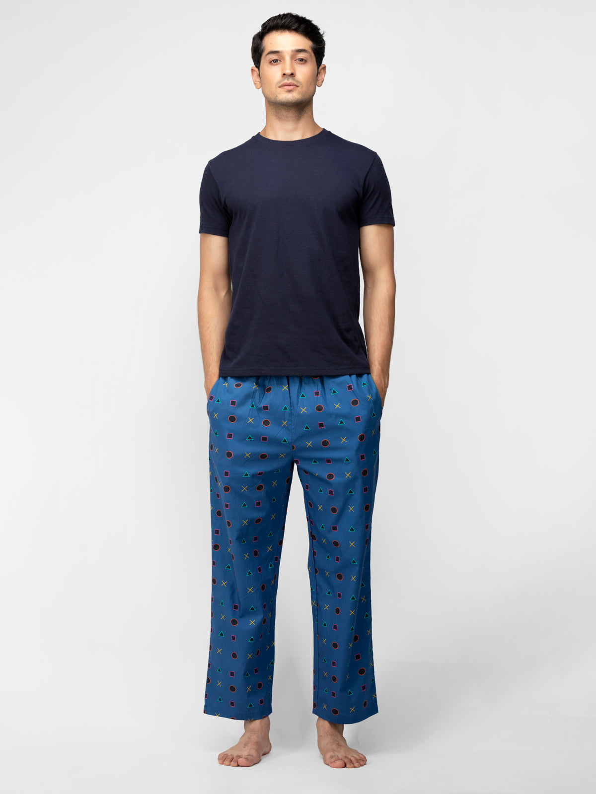 Blue Controller Print Cotton Pajamas