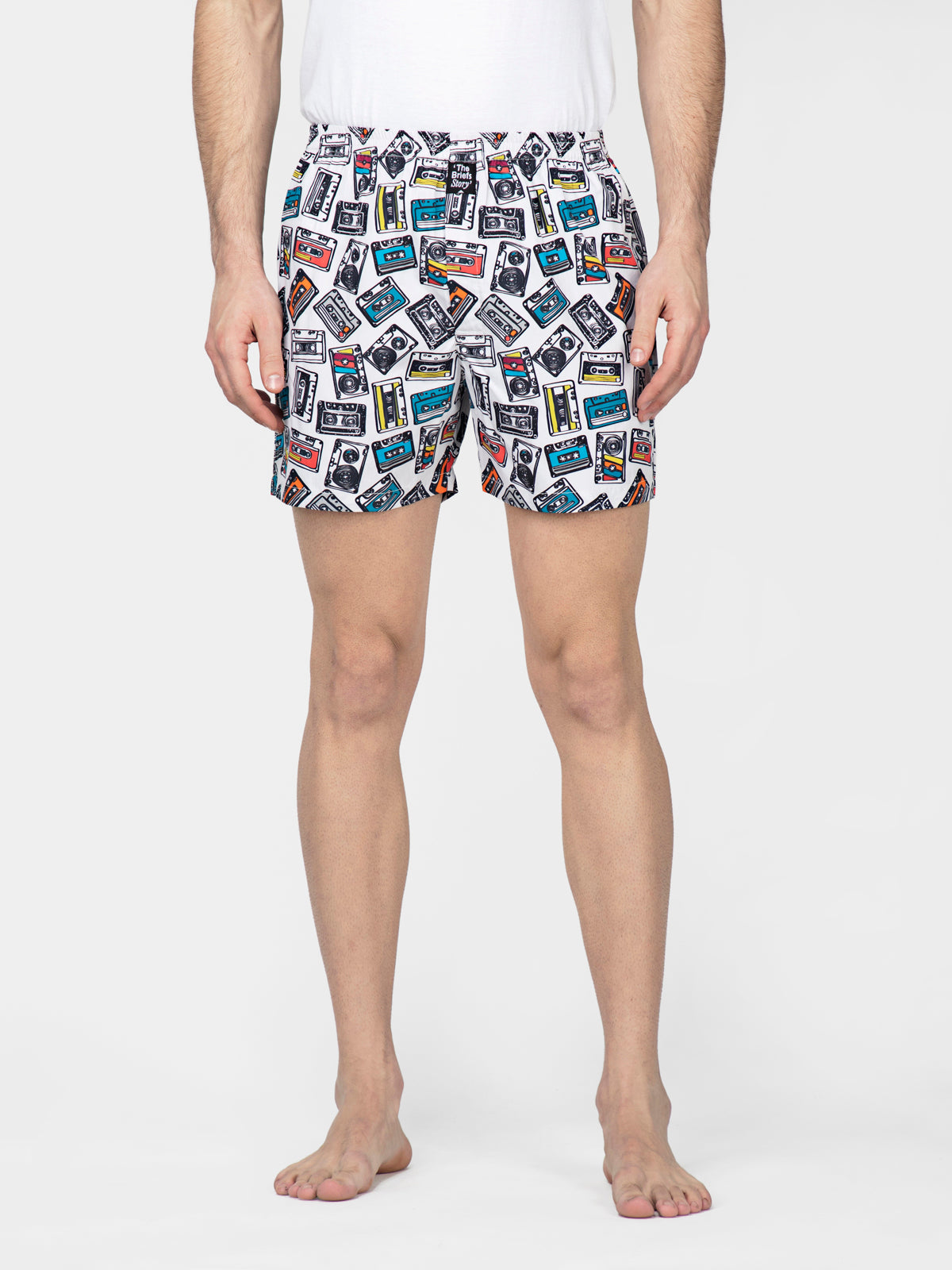 White Cassette printed cotton boxers