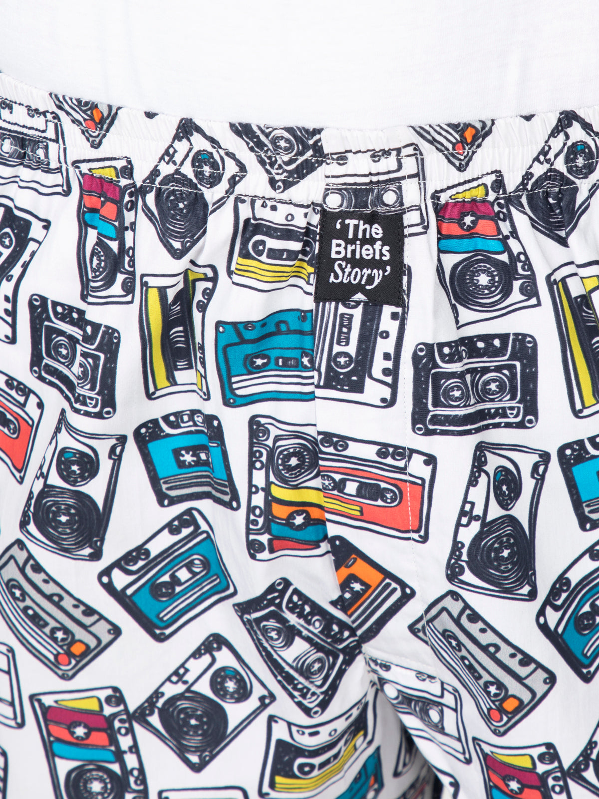 White Cassette printed cotton boxers