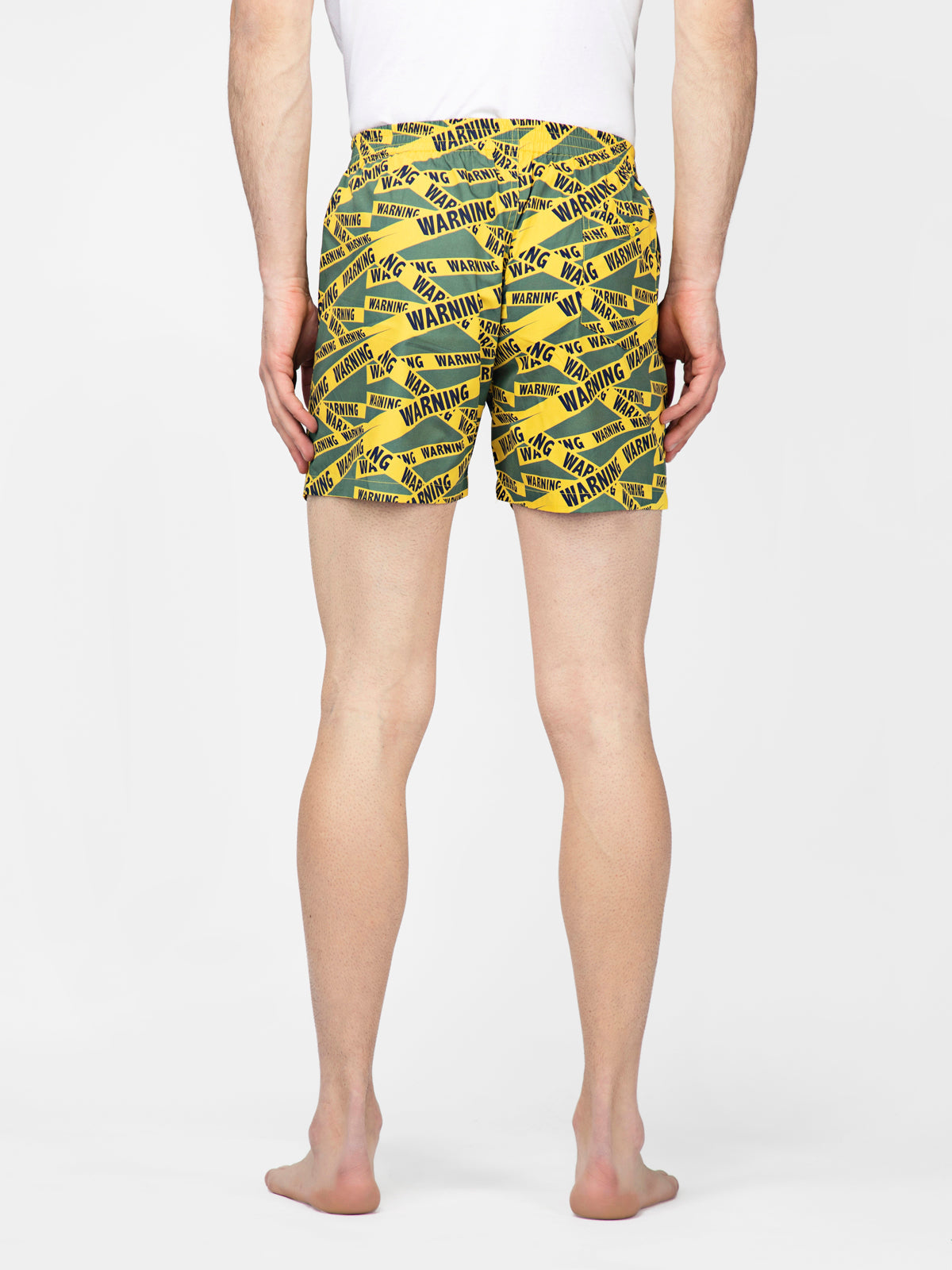 Green Warning printed cotton boxers