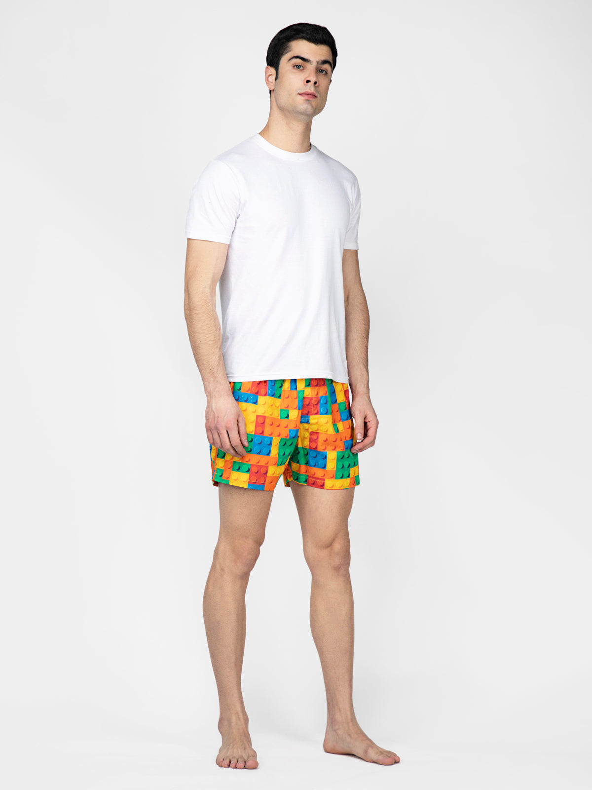 Multicolored Toy Blocks printed cotton boxers