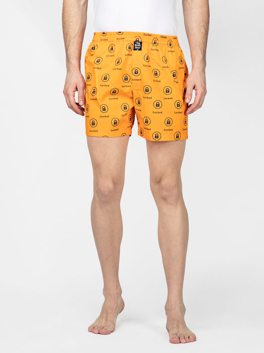 Orange Lock printed cotton boxers