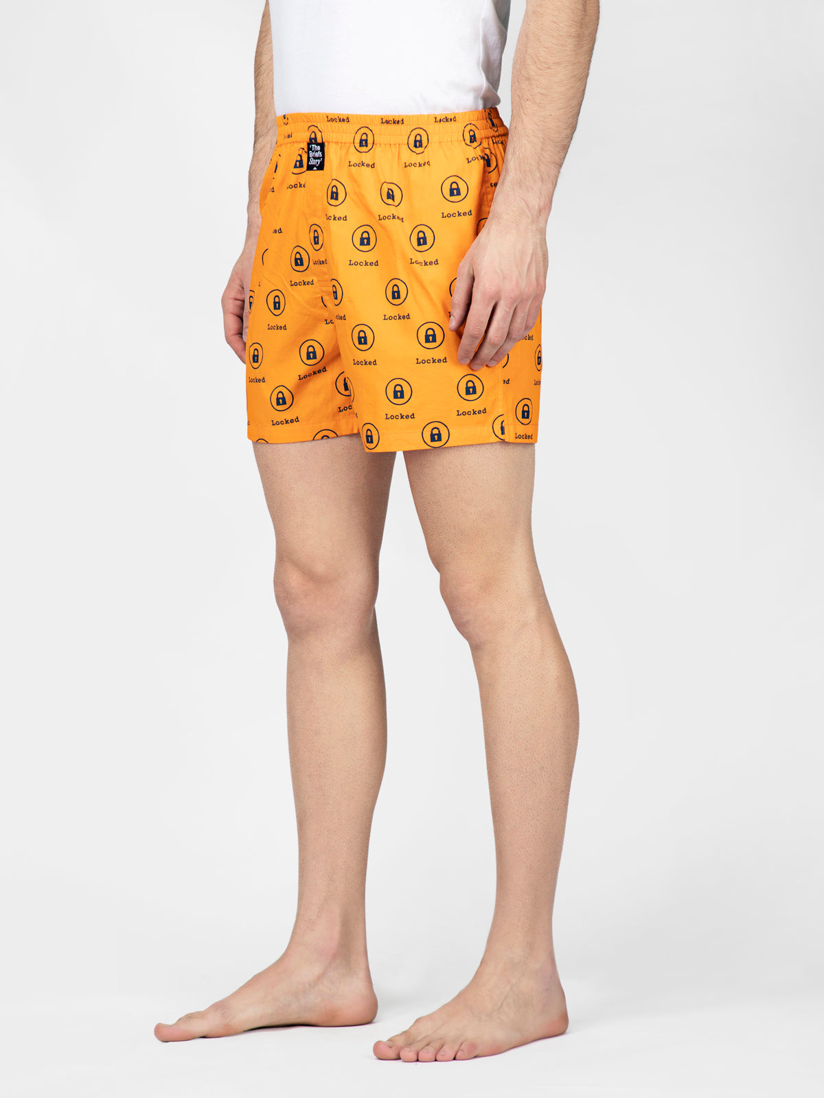 Orange Lock printed cotton boxers