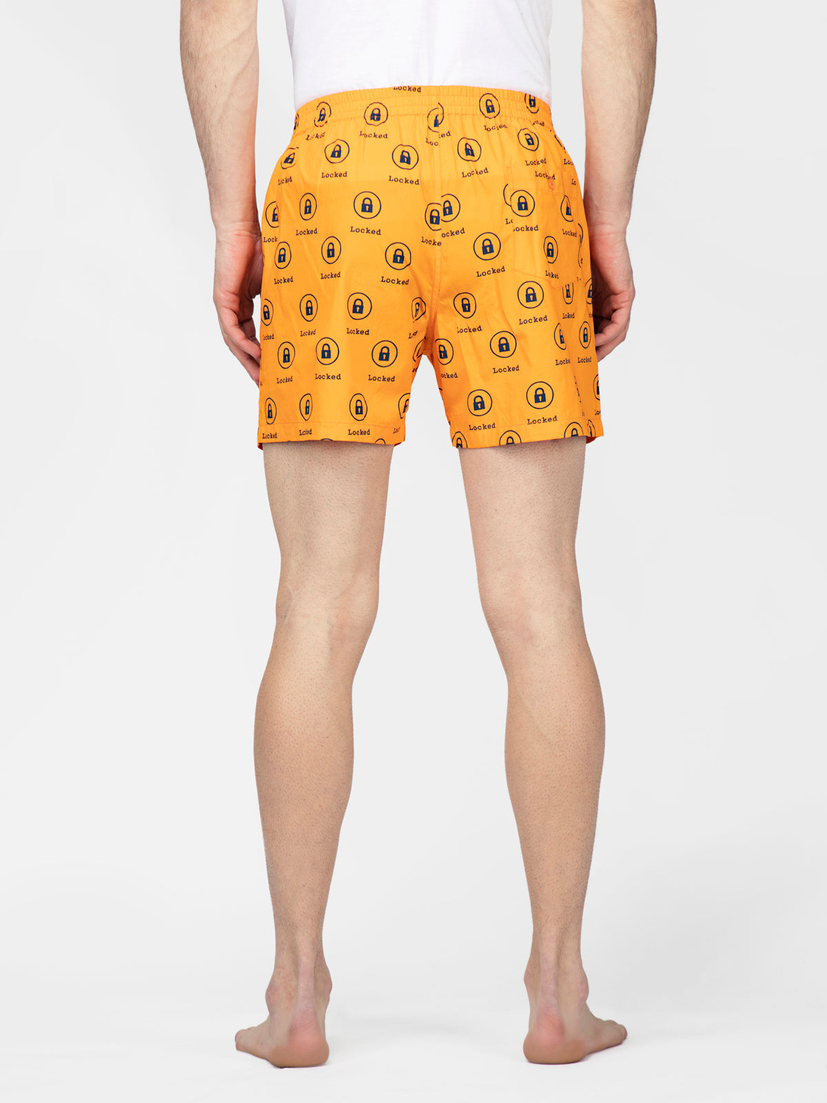 Orange Lock printed cotton boxers