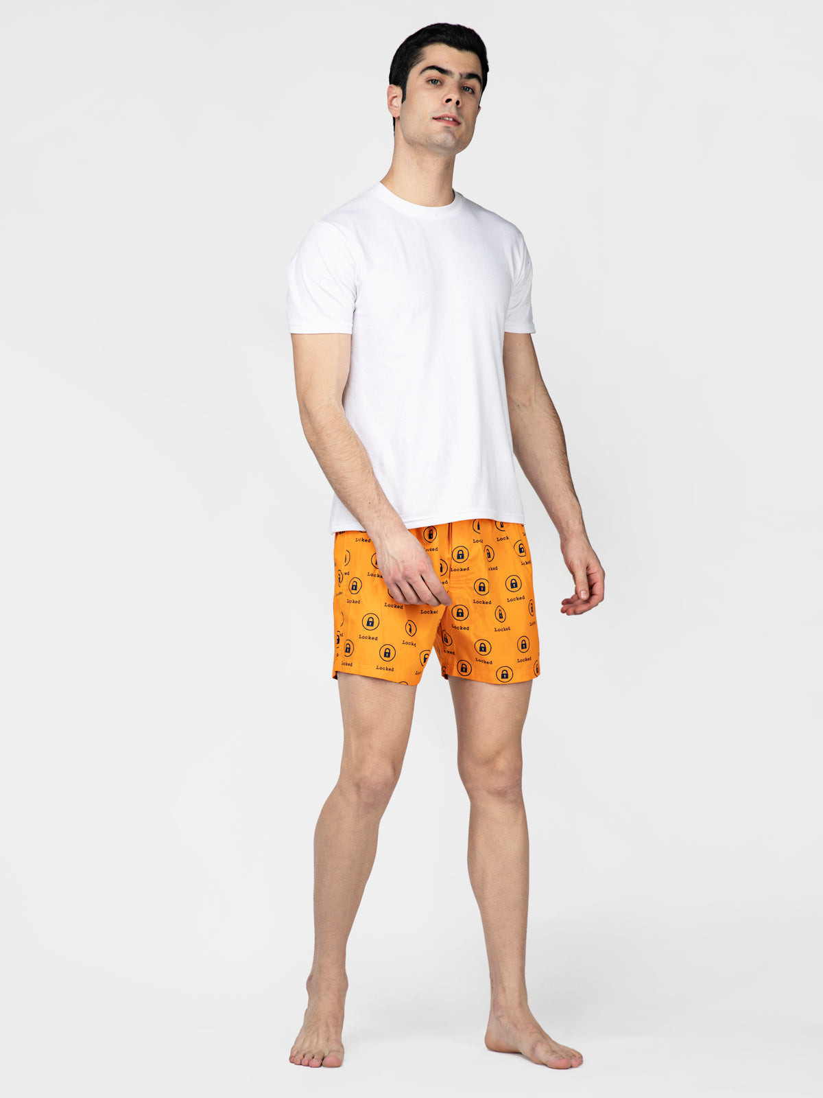 Orange Lock printed cotton boxers