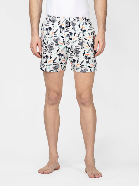 White Beach printed cotton boxers