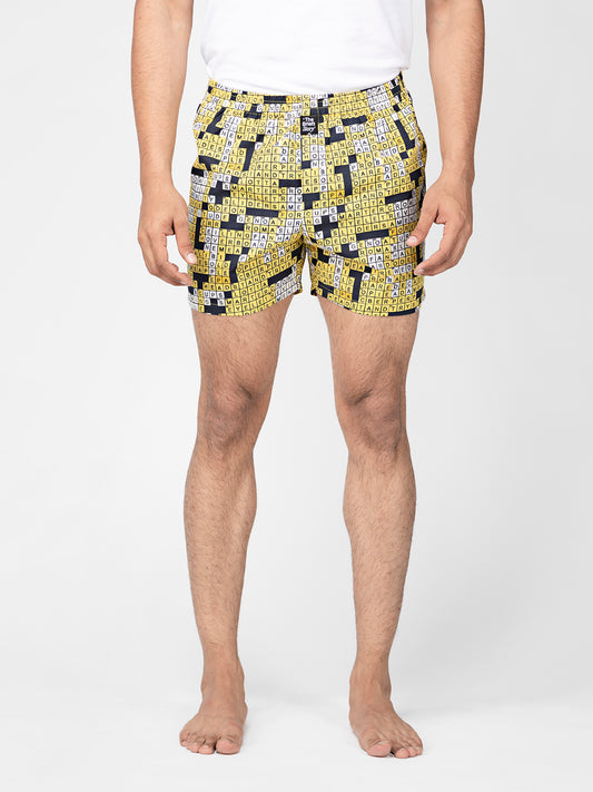 Crossword printed cotton boxers