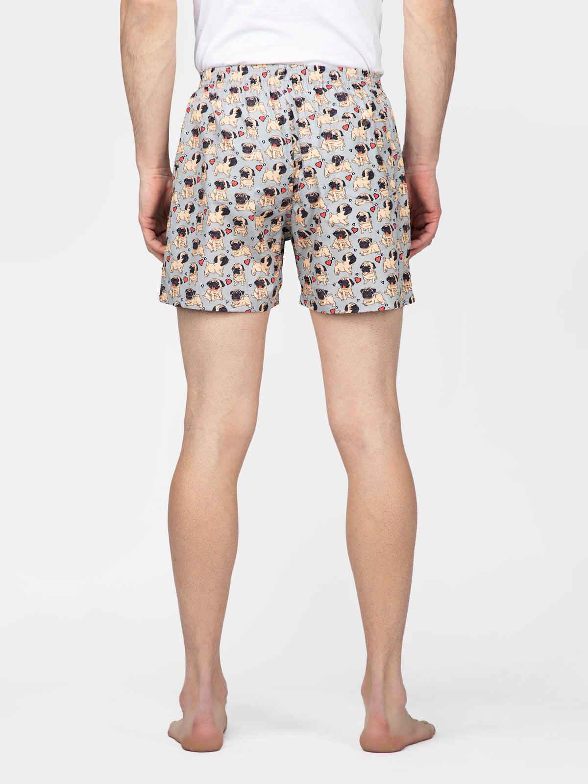 Cute Grey Pug printed cotton boxers