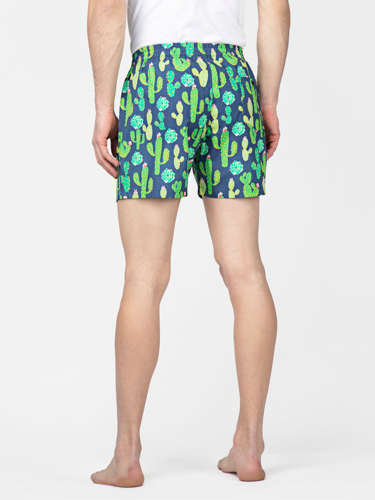 Blue Cactus printed cotton boxers