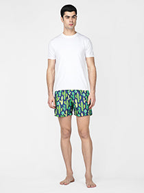 Blue Cactus printed cotton boxers