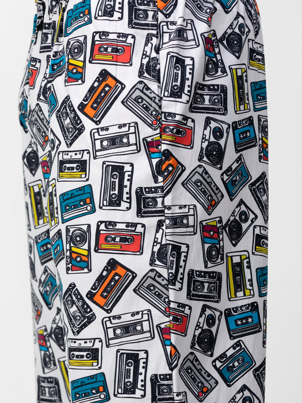 White Cassette Print Cotton Pajamas