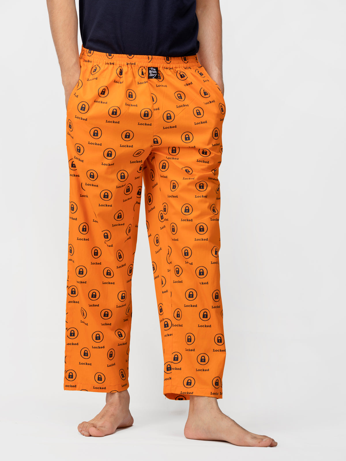 Orange Lock Print Cotton Pajamas