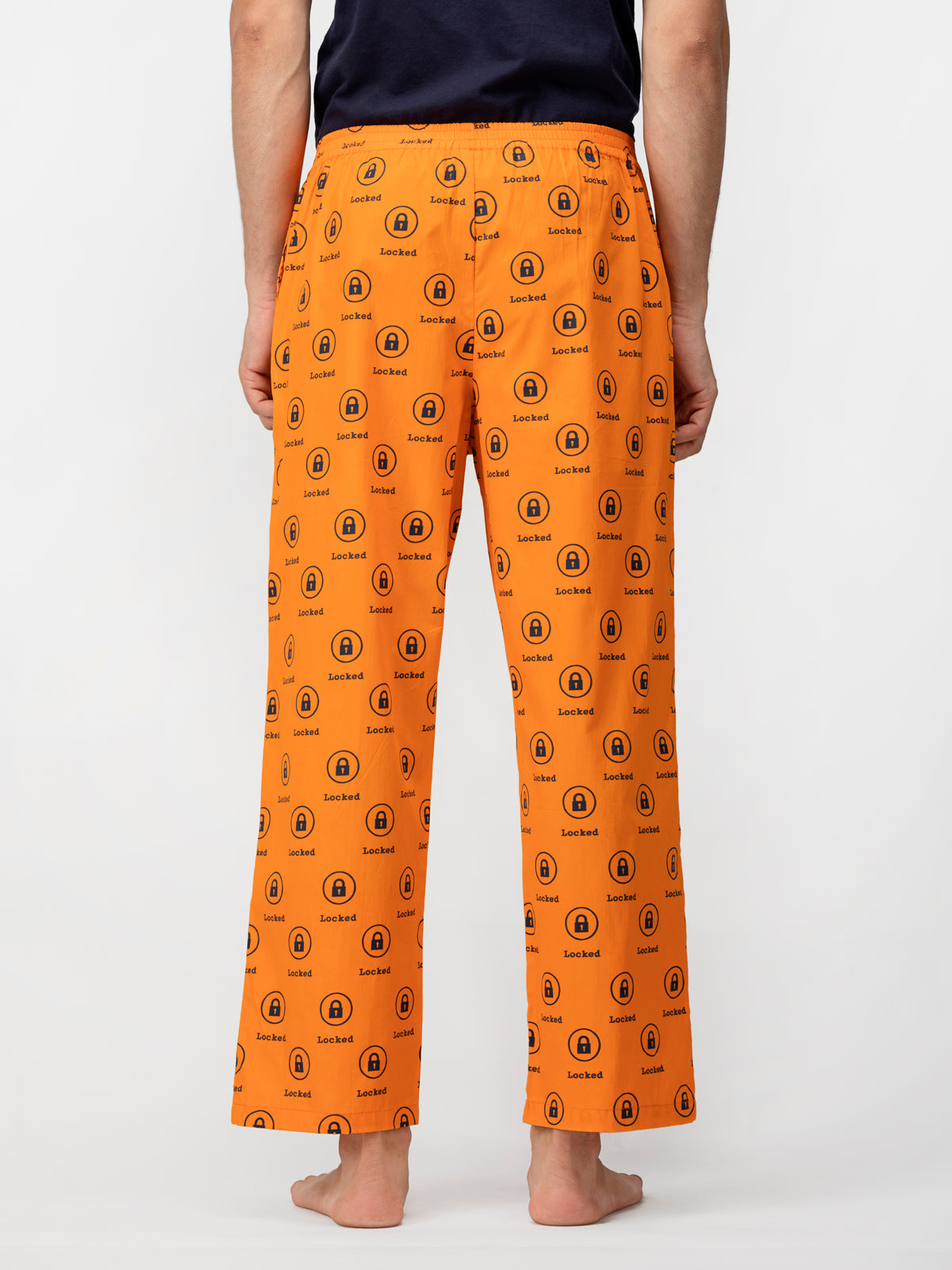 Orange Lock Print Cotton Pajamas