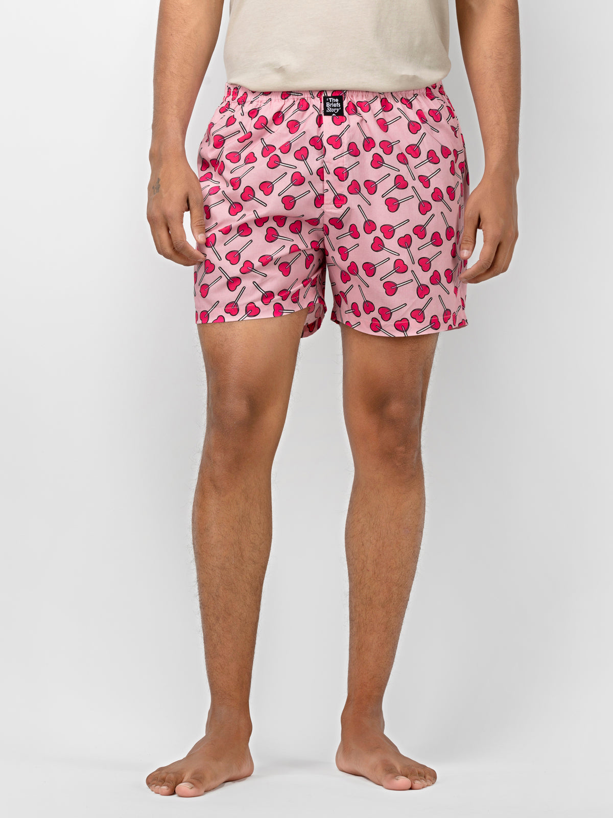 Lollypop: Pink Printed Cotton Boxers